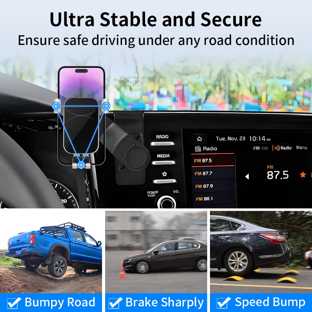 LUNQIN Car Phone Holder for Kia Sorento 2021-2023 and Kia Sorento Hybrid 2021 2022 2023 2024 Auto Interior Accessories Best Cell Phones Mount