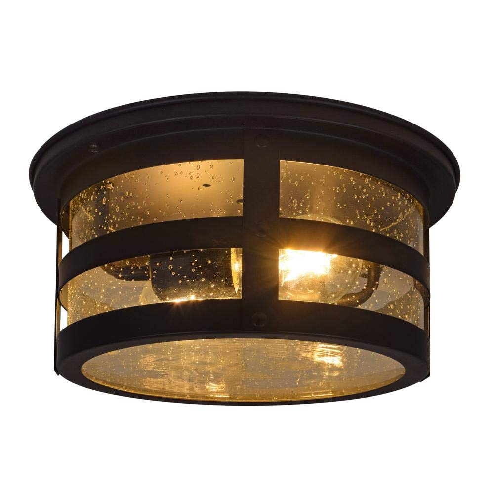 Sylvania Vintage Cambridge Triple Ring Drum Light Fixture with 2 A19 Dimmable LED Light Bulbs Included, 1600 Lumens (60125)