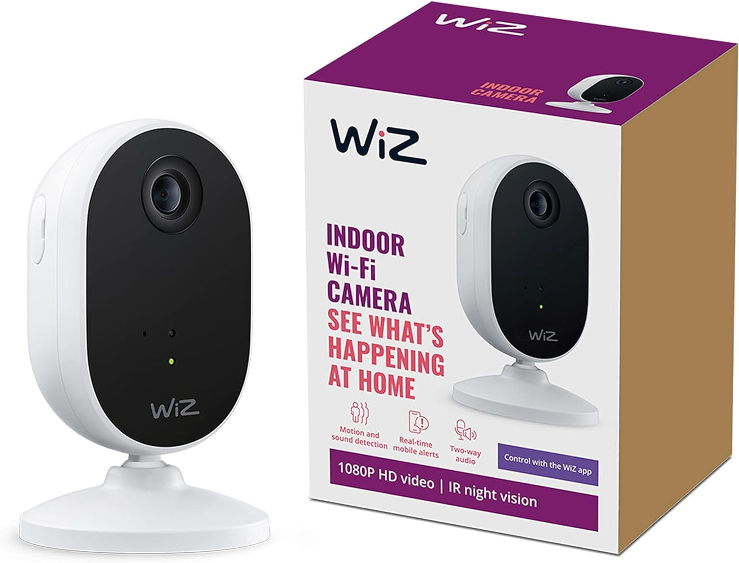 WiZ Indoor Security Camera - 1080p HD Video - Full-Duplex Audio - Activate with Motion - Control with App - Works with Alexa- Google Assistant