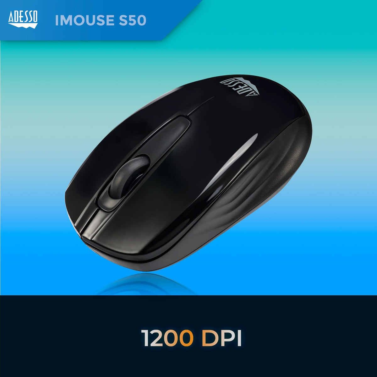 Adesso iMouse S50 Wireless Mini Mouse, 24GHz, Black