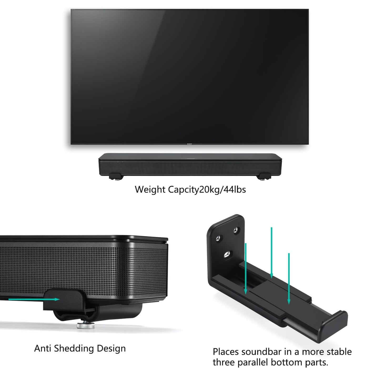 Hiyokurenri Universal Adjustable Wall Mount Bracket for Soundbars - Perfect Solution for Sony,Bose,JBL,Samsung,Philips,SONOS,Bowers