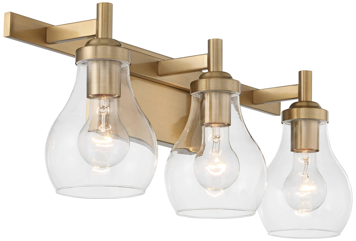 Possini Euro Design Danvers Modern Wall Light Warm Brass Gold Metal Hardwired 22 1/2" 3-Light Fixture Clear Globe Glass Shades for Bedroom Bathroom