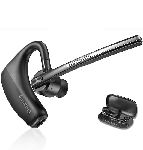 Conambo Bluetooth Headset 5.2 with CVC8.0 Dual Mic Noise Cancelling Bluetooth Earpiece 16Hrs Talktime Wireless Headset for Truck Driver iPhone Android