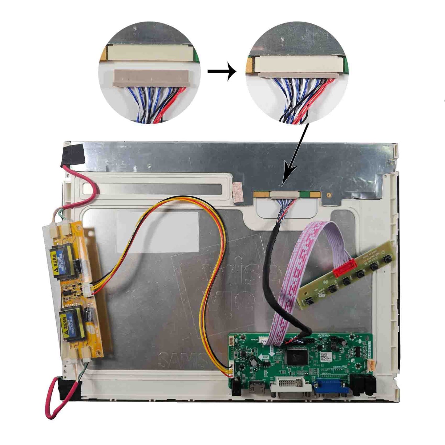 FanyiTek DVI VGA Audio Controlller Kit for 15" 1024x768 2Pin 4CCFL Backlight 20Pin LVDS LCD Screen LTM150XH LTA150B850F LQ150X1LW71N LQ150X1LW73