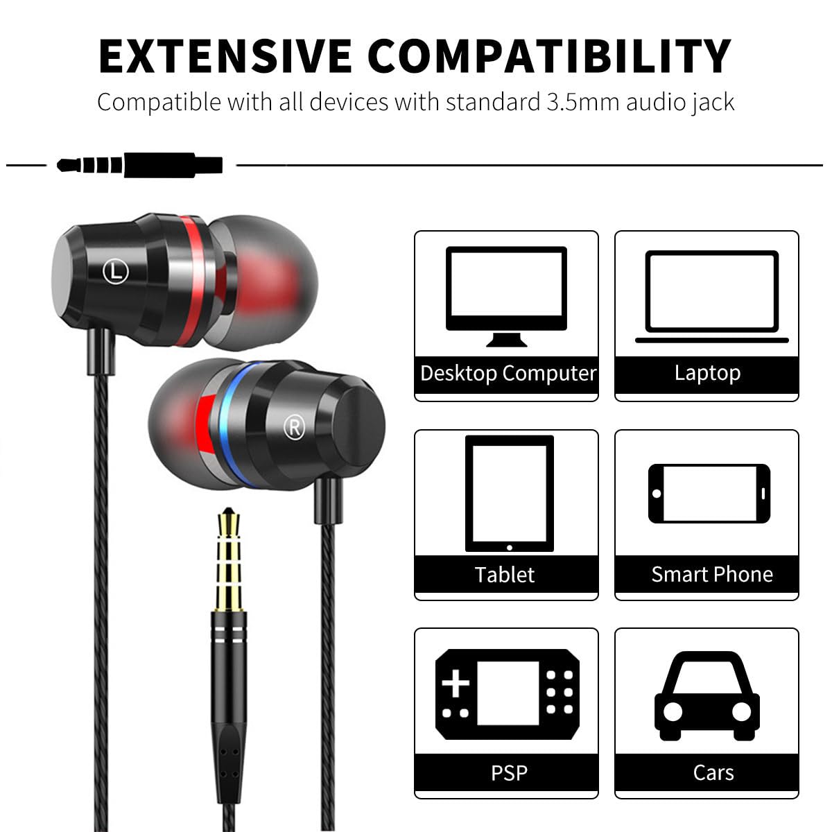 Earbuds Wired Earphones with Microphone in-Ear Headphones for Samsung Galaxy A15 A16 A25 A05 A06 A14 A04e A13 A03S A12 A52 A10e S10 S9 Plus, Moto G…