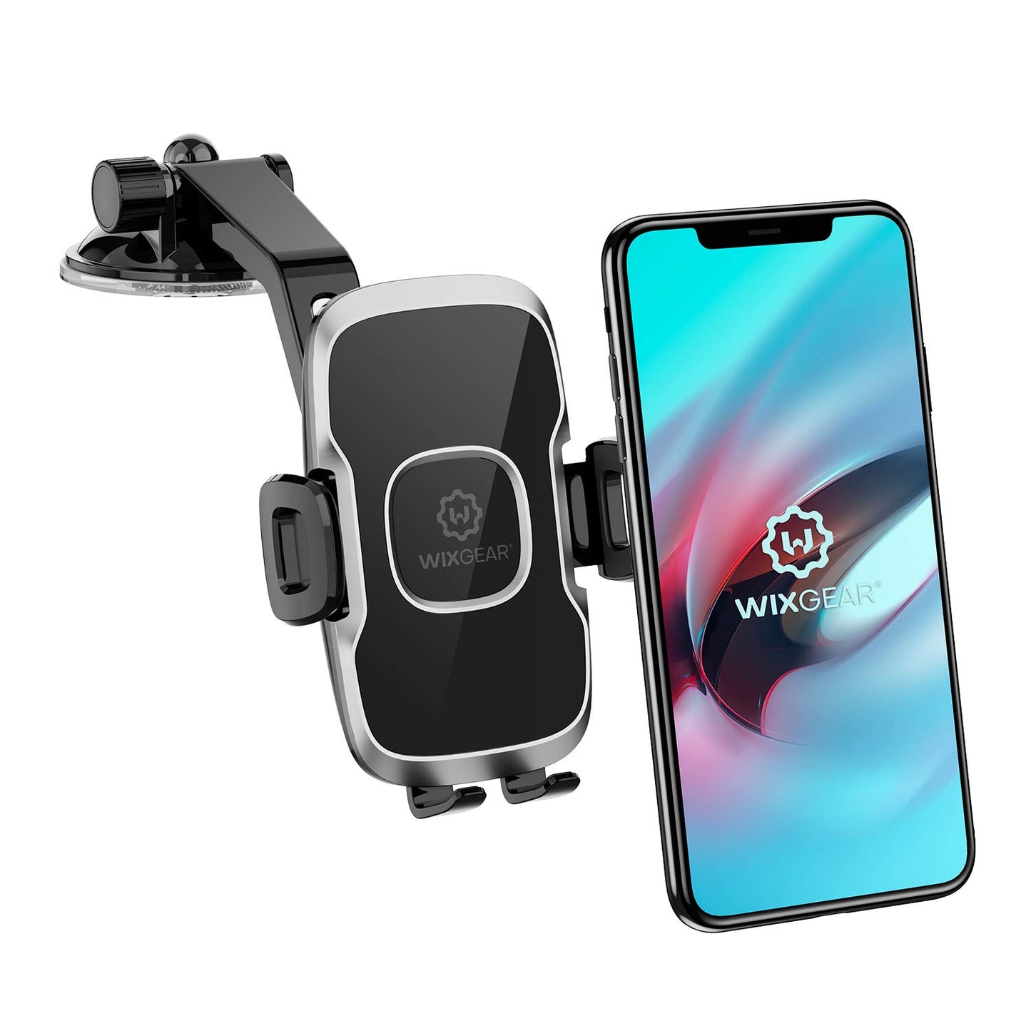 Universal Dashboard Curved Phone Car Suction Cup Mount Holder by Wixgear 360 Degree Rotation Compatible with iPhone 13 Pro Max, 12 Pro, Galaxy S21