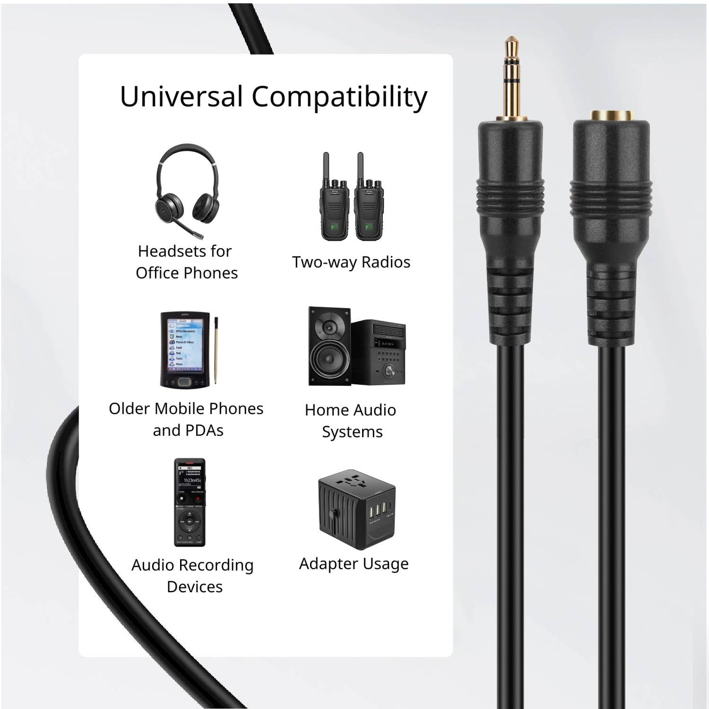 TNP 2.5mm Extension Cable (15 Feet) - Male to Female Adapter Extender Stereo Audio Sub Mini Subminiature Jack Adapter Wire Cord Plug Connector…