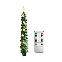 Qaeshi Christmas Tree Candles with Warm String Lights, LED Taper Candles with Remote Timer, Battery Operated Candle, 3D Flickering Christmas Flameless