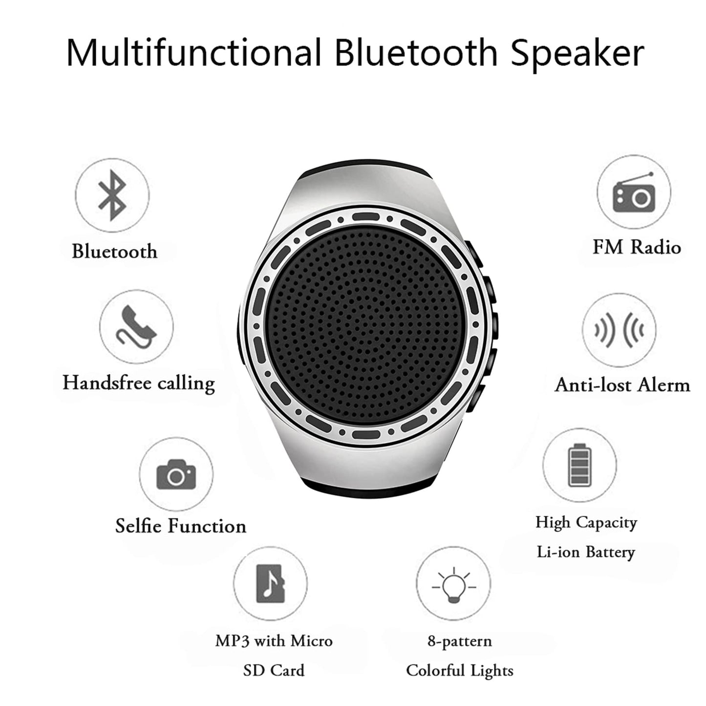 ORIDECOR Wireless Wearable Waterproof Wrist Portable Bluetooth Speaker Watch with Multi Function FM Radio & MP3 Player & TWS & Selfie & Ultra Long