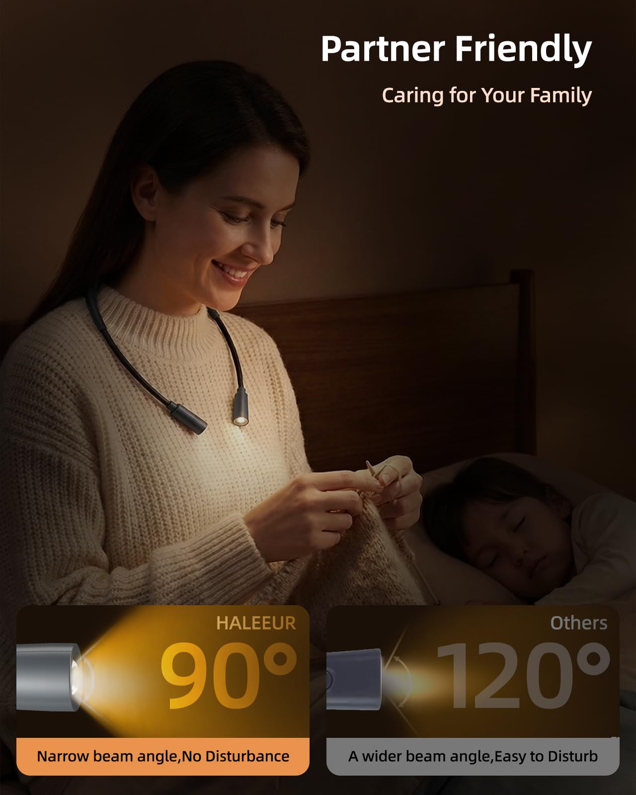 Book Light, 3-Color and Brightness Adjustable Reading Light, Rechargeable and Bendable Round Neck Design, 100hrs Runtime, Perfect Reading Lamp Gifts