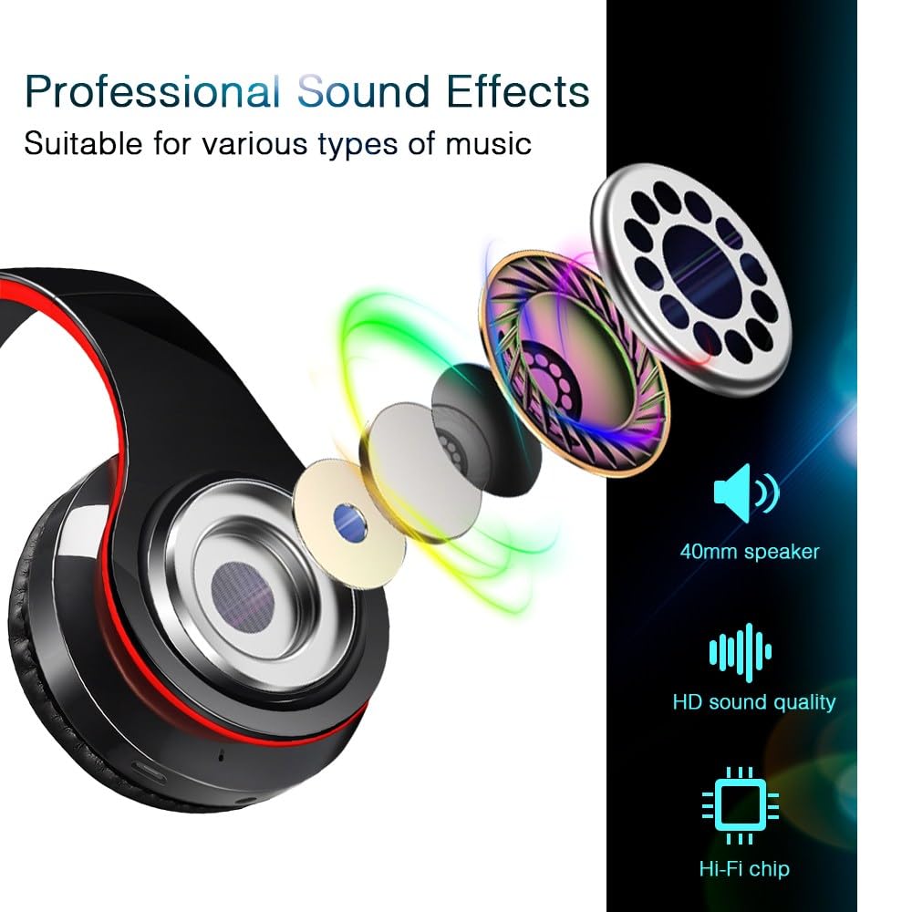 JYSiptkird Bluetooth Over The Ear Headphone Stereo Sound Computer PC Headset for Gaming Meeting Chat with Mic/Soft Earmuffs/Foldable/TF 3.5mm Jack…