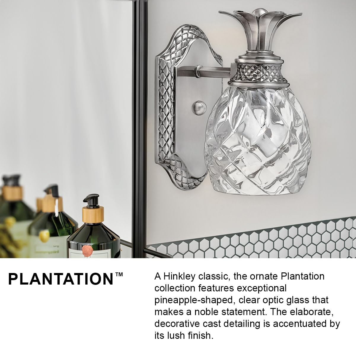 Hinkley Plantation Tropical One Light Bathroom Vanity Fixture, Burnished Brass