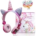 TCJJ Unicorn Kids Headphones for Girls Children Teens, Wired Headphones for Kids with Adjustable Headband, 3.5mm Jack and Over On Ear Headset w/Mic