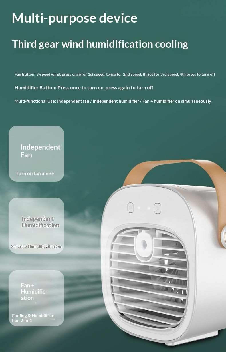 NIUGQXPX AiraBreeze Mini Fan Humidifier 2-in-1,aira Breeze Portable Quiet Table Fans (white)
