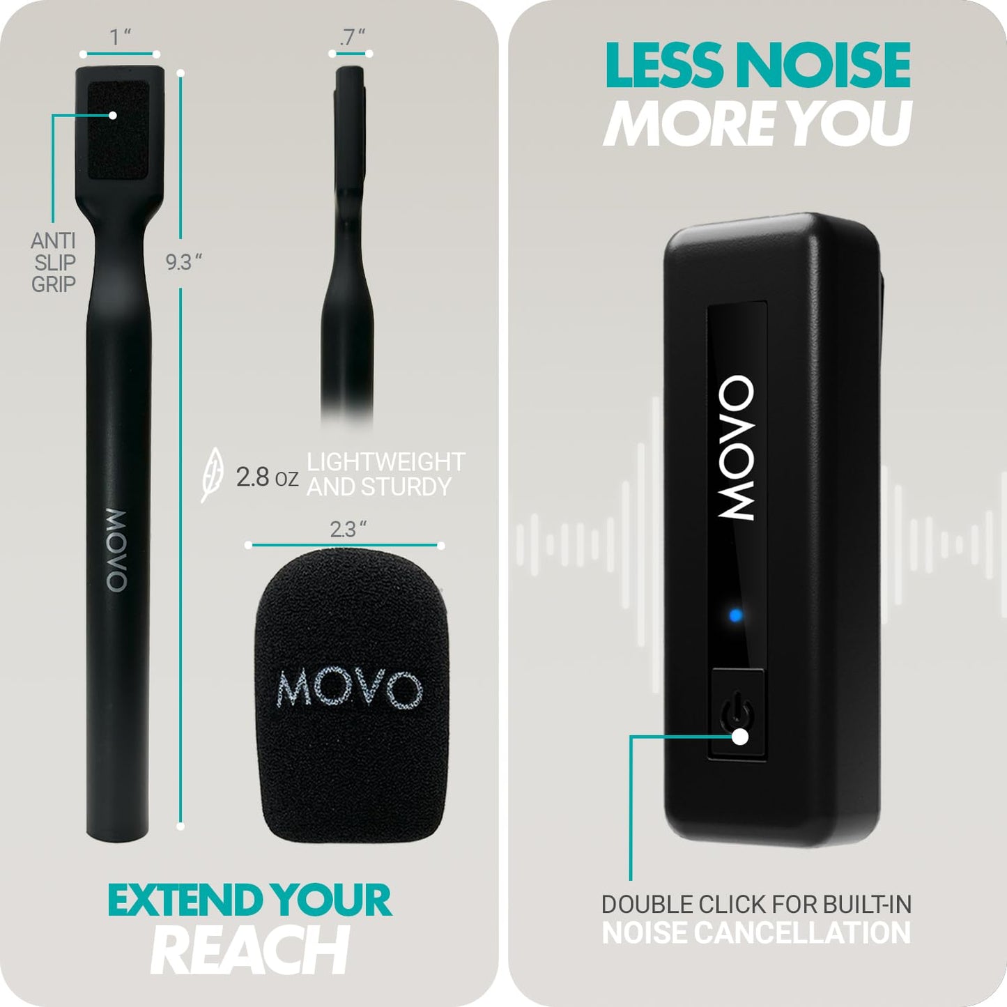 Movo Wireless Mini UC-Duo USB-C Wireless Microphone for iPhone 15/16/Android/PC/Macbook Podcast Equipment Bundle with WMX-HM Handle/Desktop Mic Stand