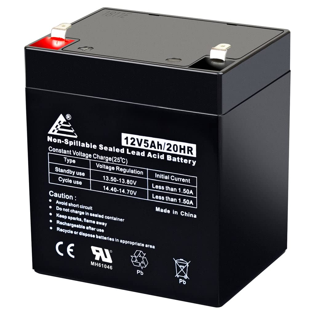ECI Power 12V 5AH VRLA AGM 12V 5AH Rechargeable Battery for LiftMaster 485LM/Craftsman 53918/Chamberlain 4228 Garage Door Opener, Security Alarm, etc