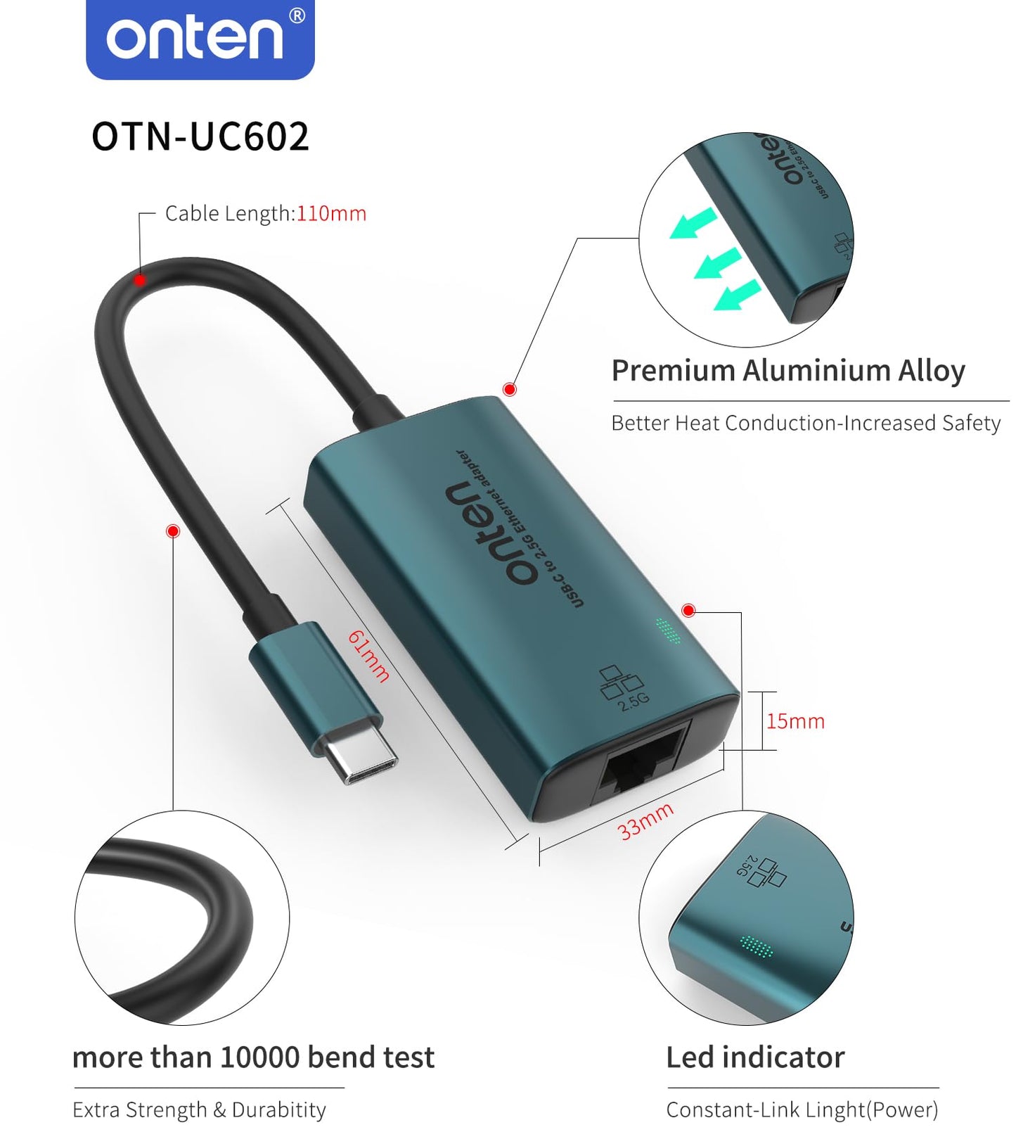 USB-C to Ethernet Adapter - 2.5Gbps High-Speed,2500MbpsType-C to RJ45 Ethernet LAN Network Adapter Thunderbolt 4/3 Compatible, for iPhone 15 Pro/Max