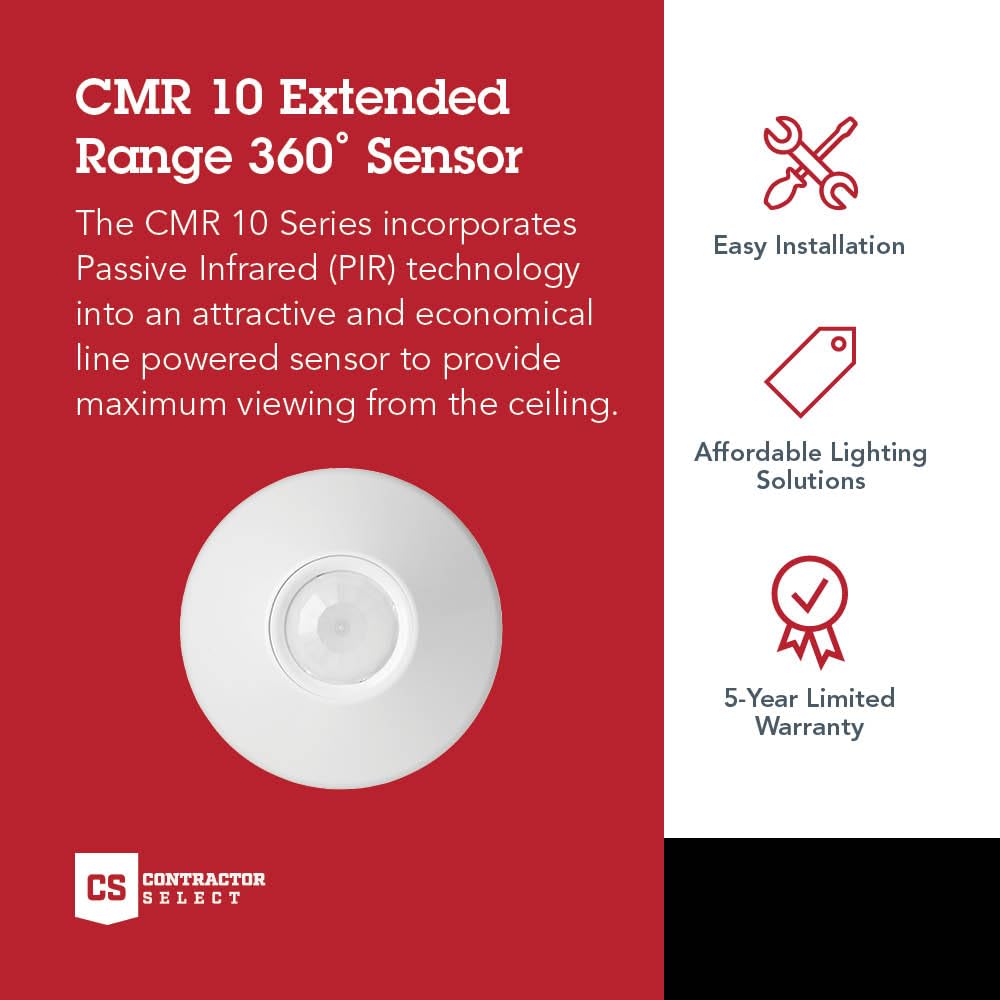 SensorSwitch Ceiling Motion Sensor, PDT Passive Dual Technology Passive Infrared PIR and Microphonics Occupancy Sensor, 360° Large Motion Detection