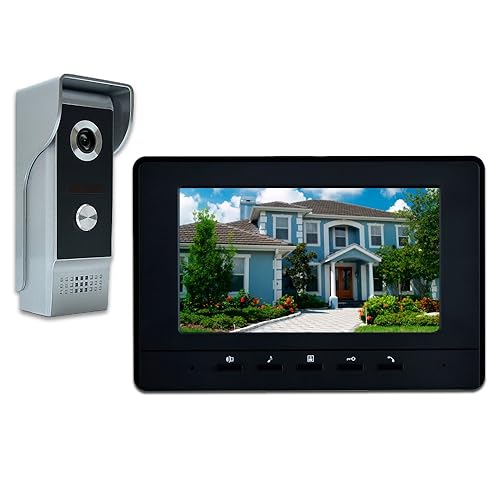 AMOCAM Wired Video Intercom System, 7 Inches Video Doorbell Door Phone System, HD Camera Kits Support Unlock, Monitoring, Dual-Way Intercom for Villa