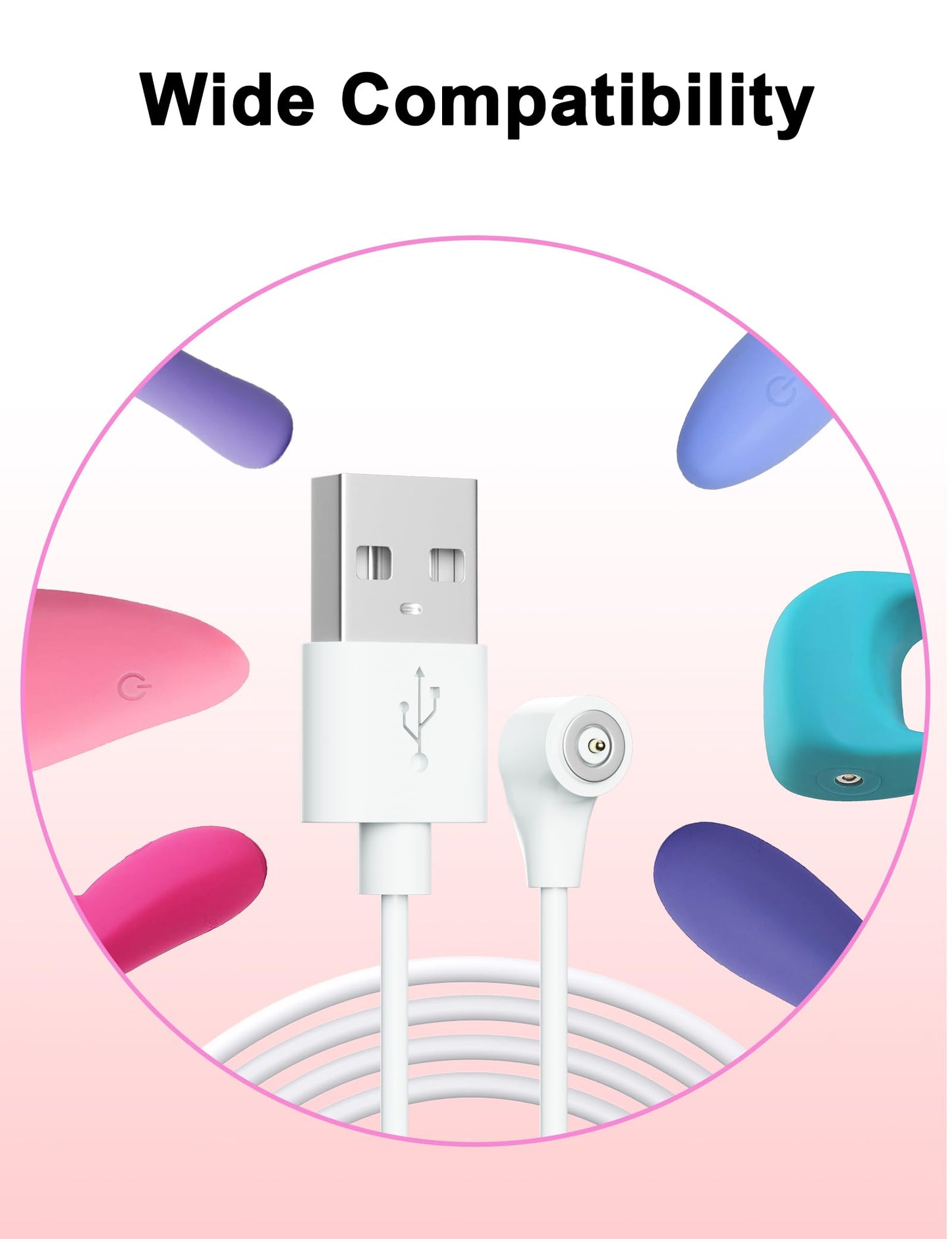 Bicmice Magnetic USB Charger Cable Replacement DC Charging Cord(2.6Ft/0.8M)