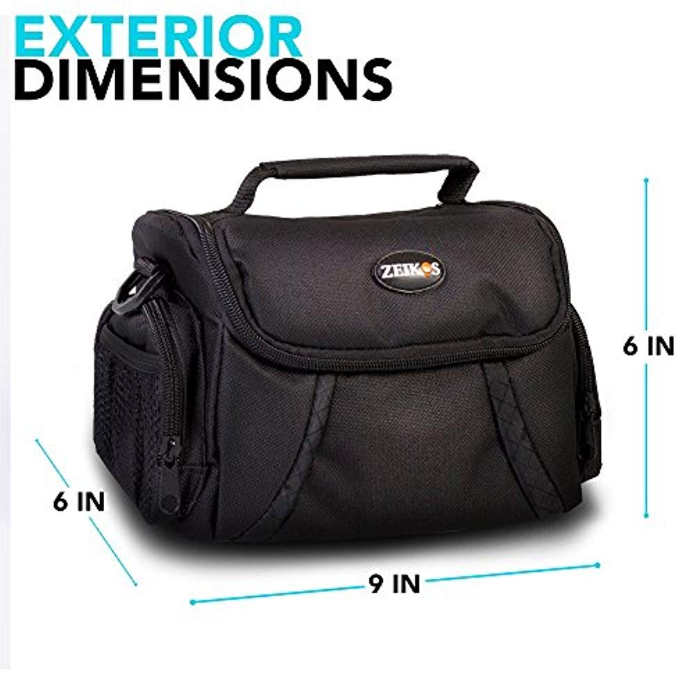 Zeikos ZE-CA48B Deluxe Padded Soft Medium Camera Case For Canon Digital EOS Rebel SL1, T1i, T2i, T3, T3i, T4i, T5, T5i, T6i, T6s, EOS 60D, EOS 70D