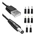 Lantisri 5V DC Power Cable, USB to DC 5.5x2.1mm Plug Charging Cord with 8 Connectors Adapters fit for Speaker, Router, LED Light, Moon Lamp and More