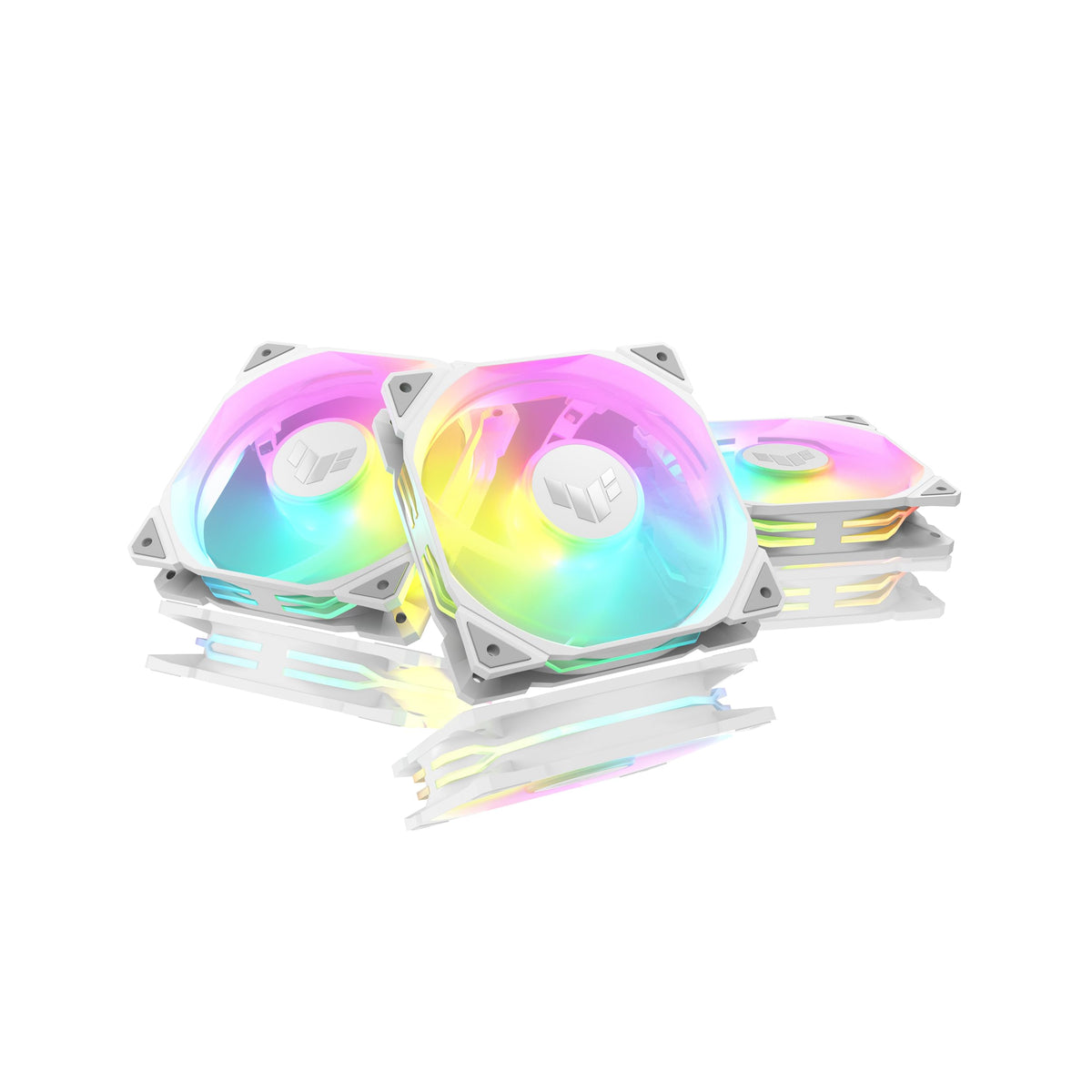 ASUS TUF Gaming TR120 120mm ARGB White Reverse Fan Blade Triple Pack 28mm Fan Frame, 2.75mm H2O Static Pressure, 76.3 CFM Airflow, Double-Layer LED