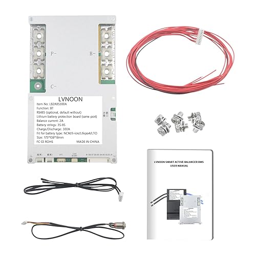 LVNOON LB2A Smart Active Balancer BMS for Li-ion NCM LFP LiFePo4 LTO Battery Management System 3S 4S 5S 7S 8S 300A with APP Control 12V 24V (3-8S…