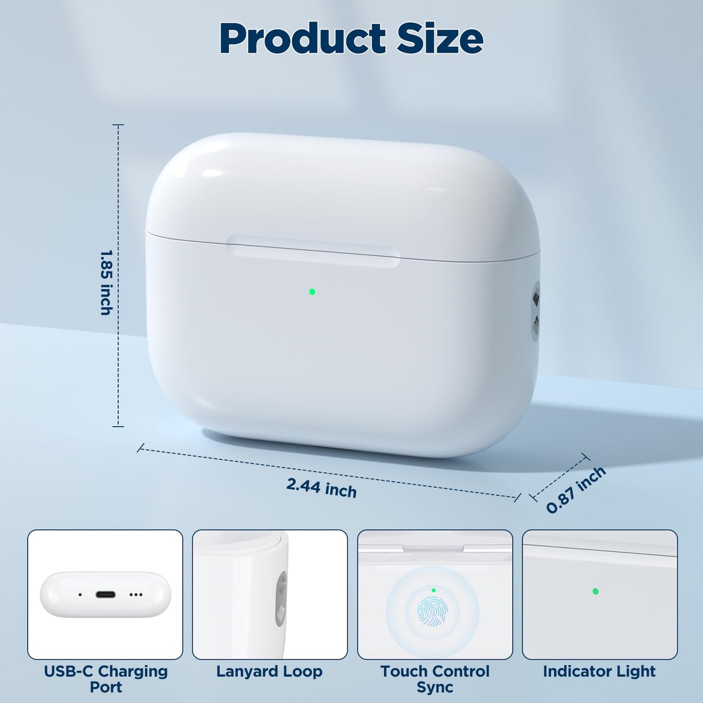 Wireless Charging Case Replacement for AirPods Pro 3 (2025 Release), USB-C Port with Pairing & Sync Button, Replacement Airpods Pro 3 Charging case
