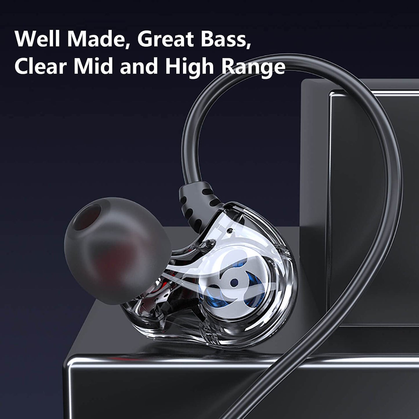 Holiper Dual Driver Wired Ear Buds with Mic and Extra Bass, Ear Phones with Cord, 3.5mm Jack Plug in Headphones, Wire Earbuds with Hook Wrap Around…