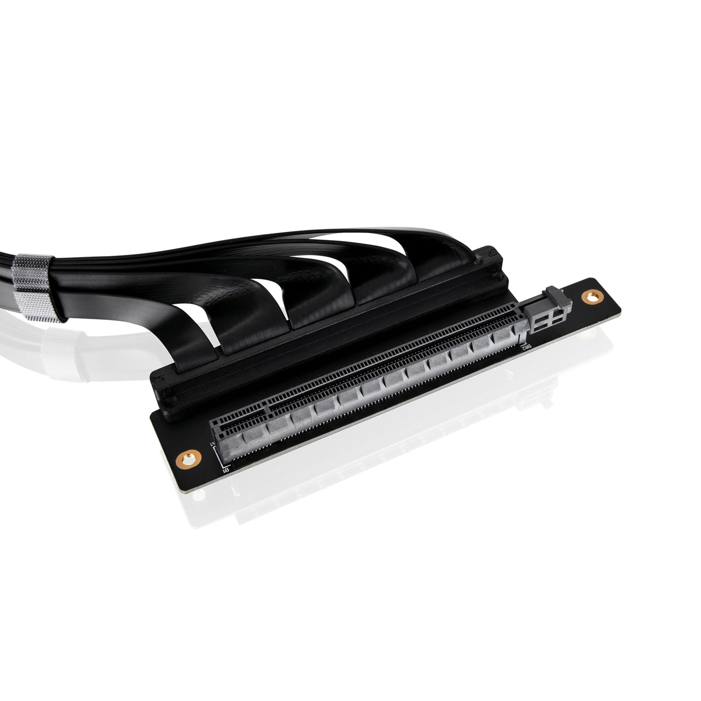 PCIe 4.0 Dual 90°Degree Connectors Riser Cable; 16Gbps High-Speed Transmission; 400mm; EMI Shielding; AC-077-CO1OTN-C1; 3 Year Warranty