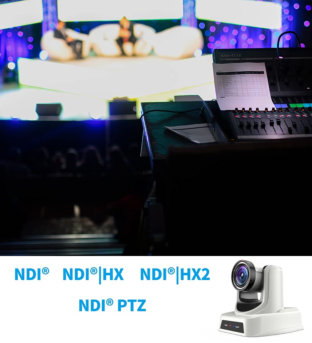 SMTAV NDI PTZ Camera,20x + 16x Zoom,Live Streaming Camera with HDMI,3G-SDI and IP Outputs,NDI HX 4.6,for Church,Conference,Teaching,Esports and More