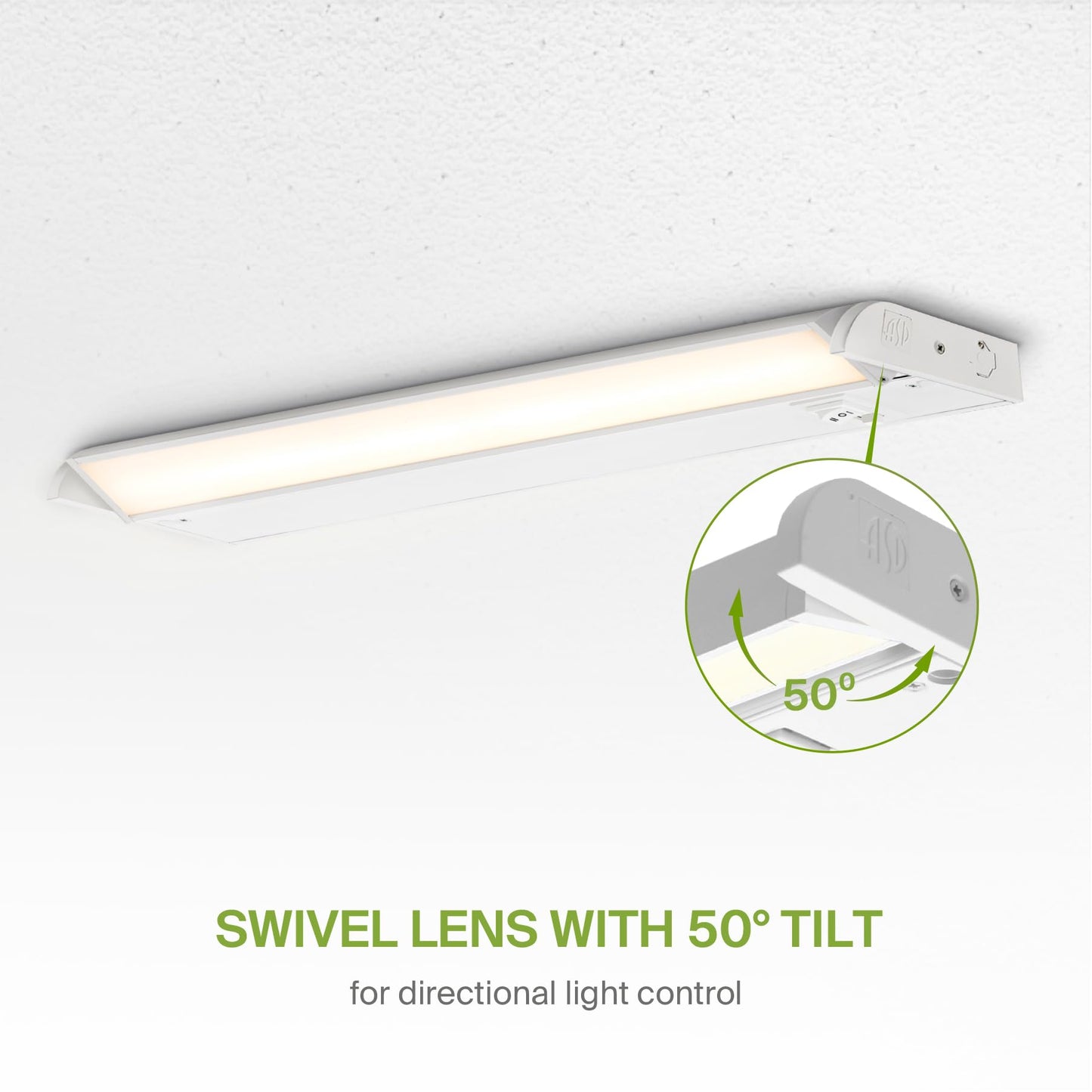 ASD Swivel LED Under Cabinet Lighting Plug in or Hardwired 24 Inch, Dimmable Under Cabinet Lights with High/Low/Off Switch, 3CCT 2700K-4000K, Linkable