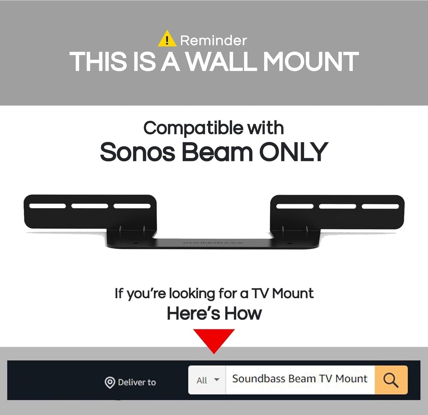 Sound Bass Soundbar Mount for Sonos Beam Compatible with Generation 1 & 2 Sonos Beam Sound Bar Includes All Necessary Mounting Hardware, Mounts