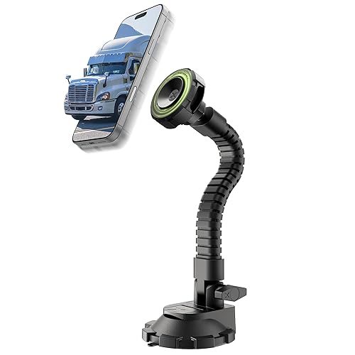 Bracketron MagAlign X Pro - Magsafe Car Phone Mount for Truck with Flexible Arm for Dashboard & Windshield - Magnetic Phone Holders for Your Car