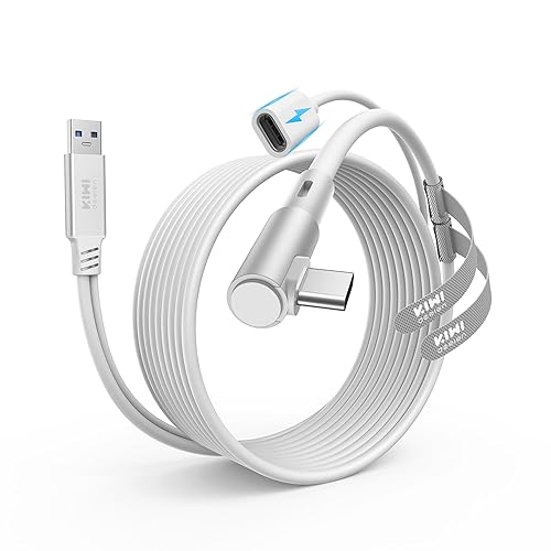 KIWI design Link Cable with Charging 16FT Compatible with Meta Quest 3S/3/2/Pro/Pico 4 Accessories and PC/SteamVR, USB 3.0 to USB C Link Cable