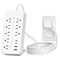 Flat Extension Cord 15 ft, Surge Protector Power Strip with 8 Outlets 4 USB, Flat Plug Outlet Extender, Extension Cord with Multiple Outlets