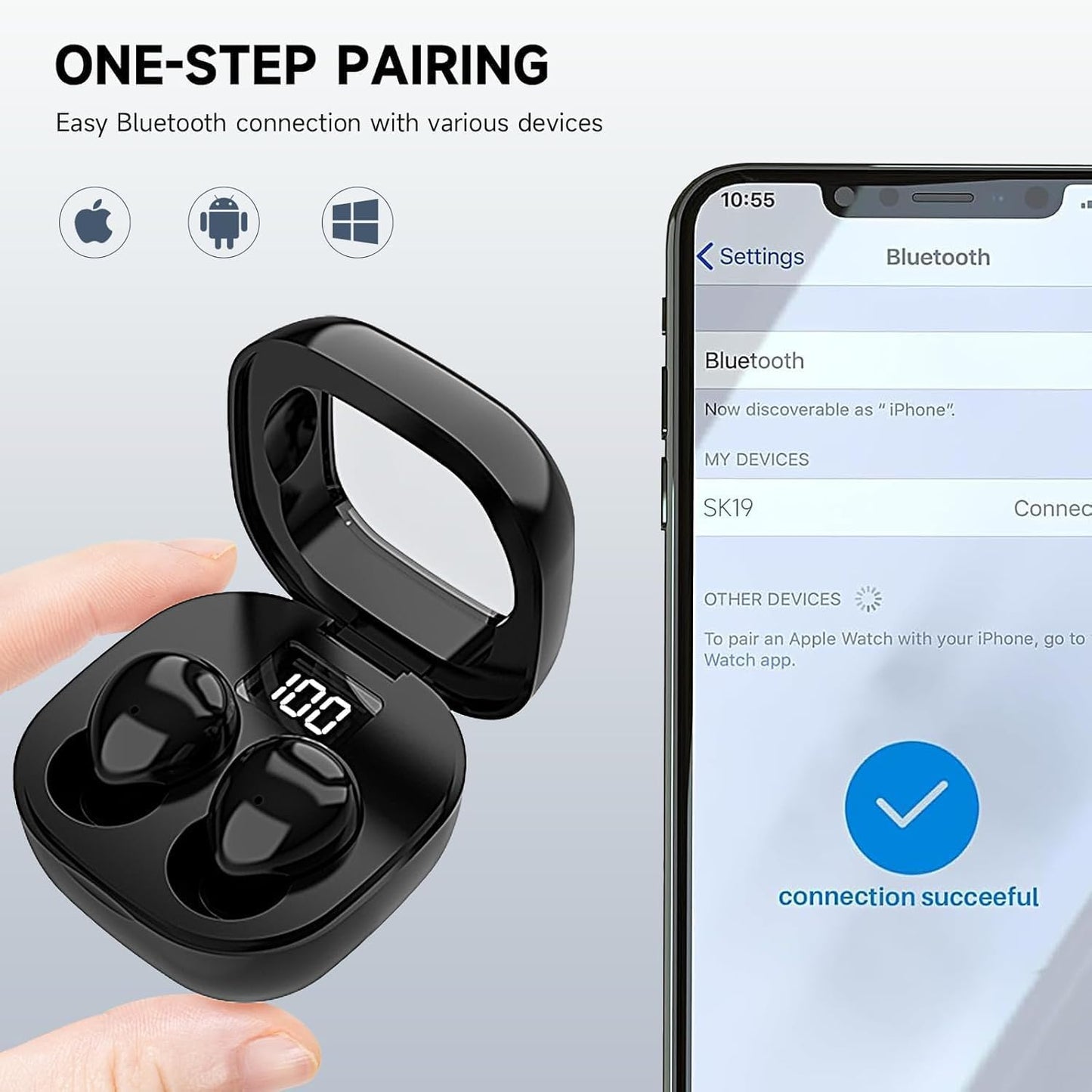 Mudtun Invisible Sleep Earbuds, Smallest Sleep Headphones for Side Sleepers Low Profile Micro Tiny Discreet Hidden Earbuds for Work, Wireless Mini
