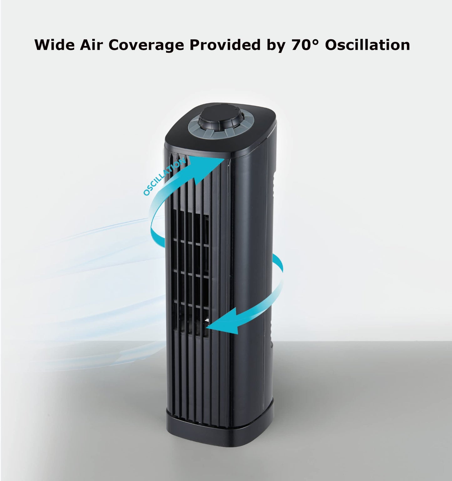 Optimus F-7348BK-F F-7348 3-Speed 50-Watt 14-in. Portable Ultra-Slim Desktop Oscillating Tower Fan (Black)