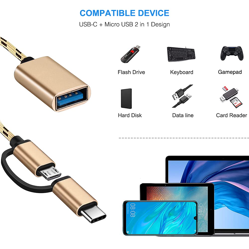 Seminer 2-in-1 USB C/Micro to USB Adapter, USB C to USB, Micro to USB 3.0 OTG Adapter Cable Compatible with iMac Android Google Samsung Galaxy…