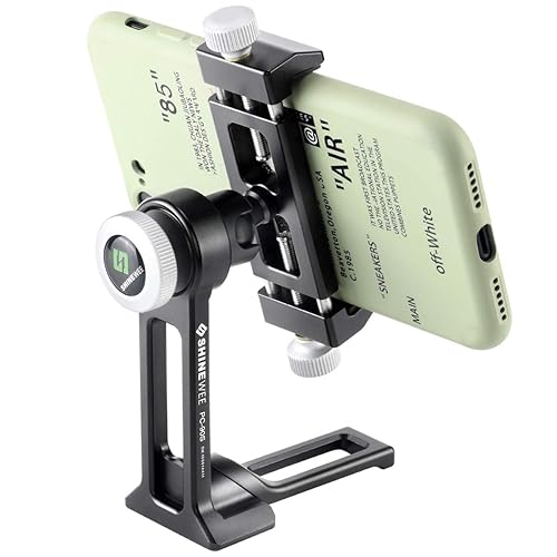 SHINEWEE Metal Phone Tripod Mount Adapter, Arca Dovetail and 1/4" Screw Mount,Adjustable Vertical and Horizontal Dock for Samsung Galaxy, iPhone,