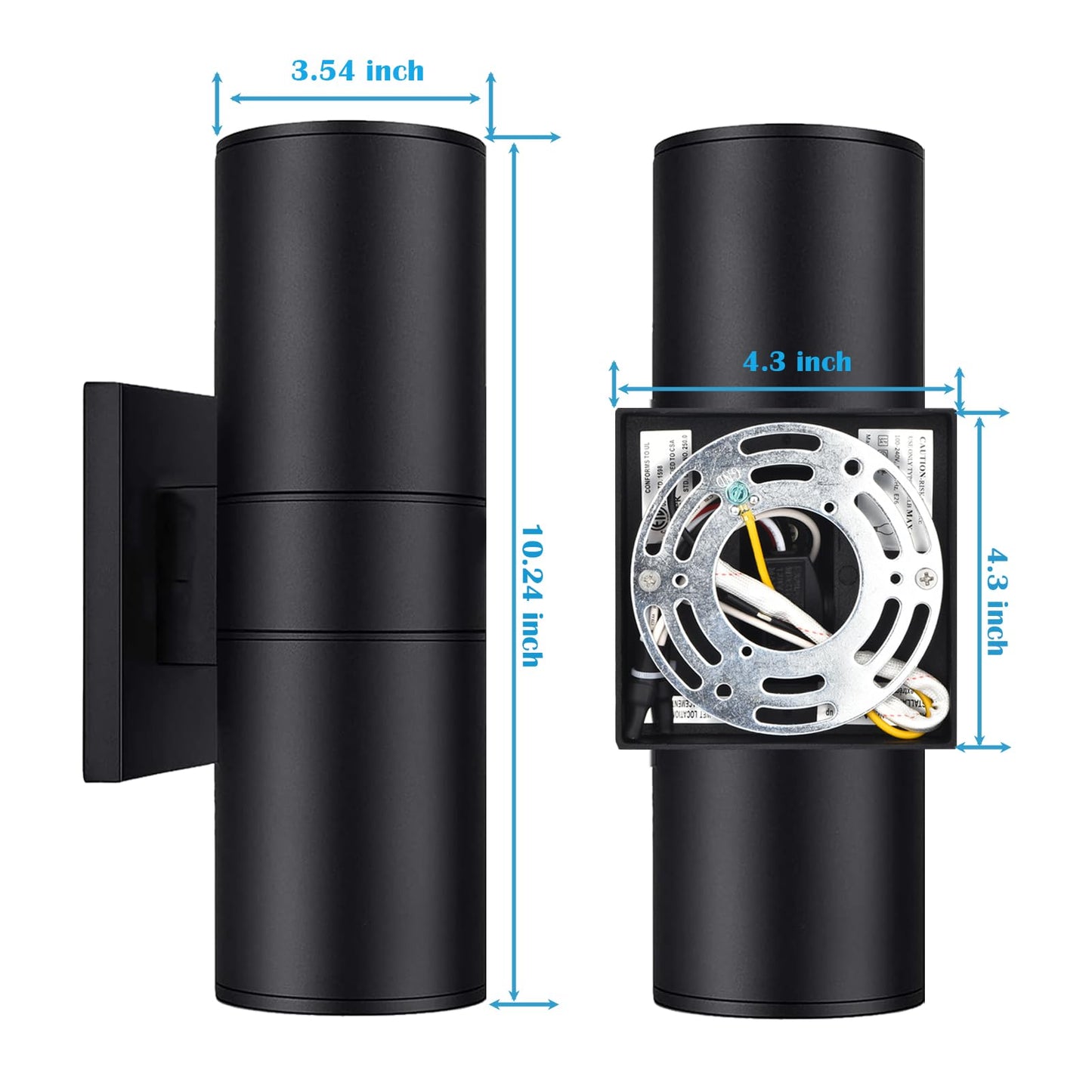 iYogaled Exterior Double Up Down Outdoor Wall Lights, Mi.Light Remote Control RGB Color Changing 1200lm Warm White 3000k RGB+CCT Cylinder Outdoor Wall