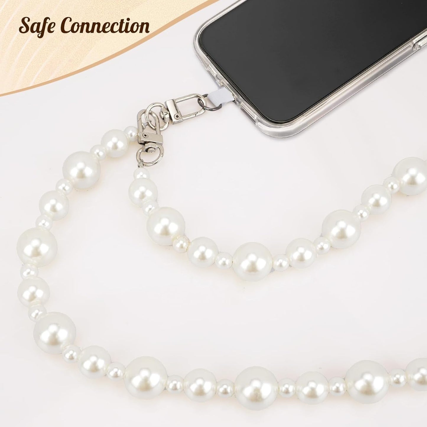 TiMOVO Universal Phone Lanyard Crossbody Strap, Anti-Theft Beaded Pearl Chain, Adjustable Cell Phone Neck Holder for iPhone 17 Pro Max 16 15 14 & Most
