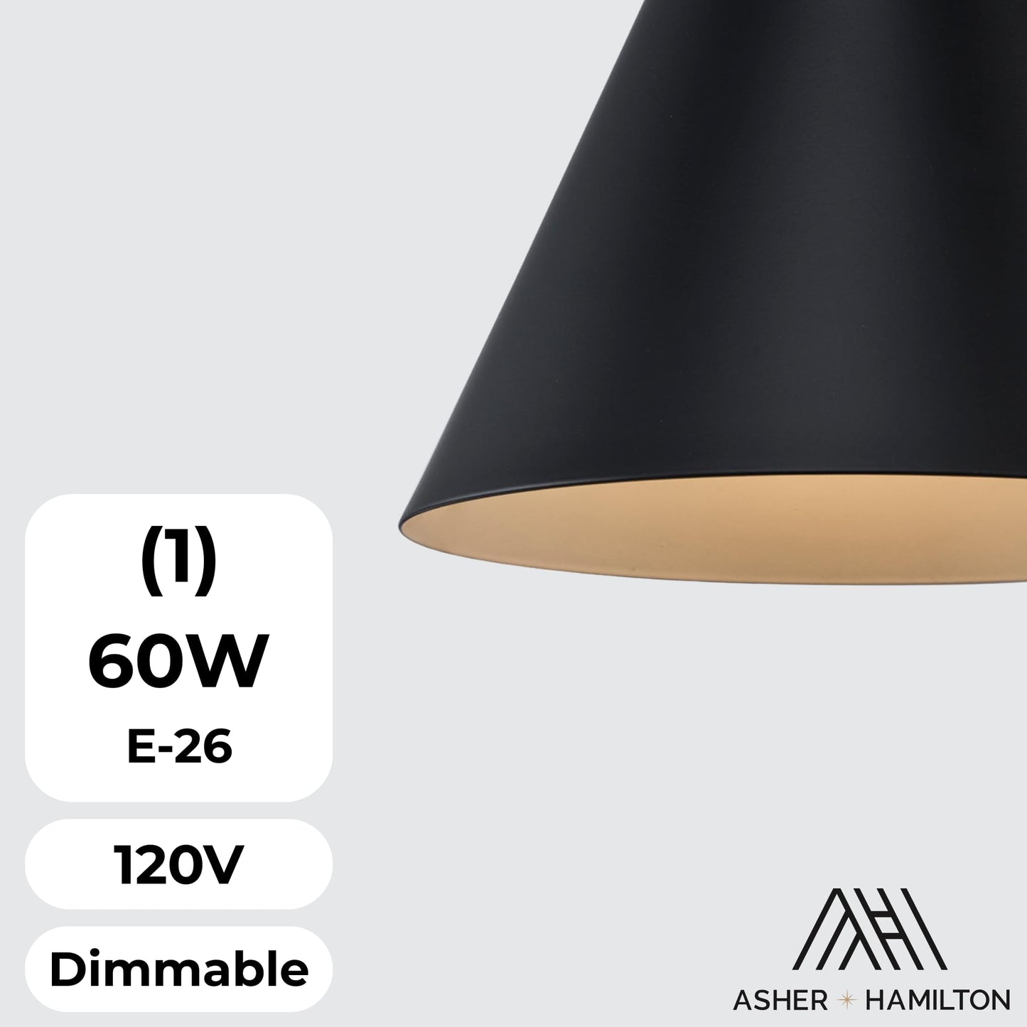 Asher Hamilton AHW-202BK Forge 8.38 Inch Wall Sconce | Dimmable E26 Medium Base Bulb Required Sold Separately | Modern Wall Light Fixture | Damp Rated