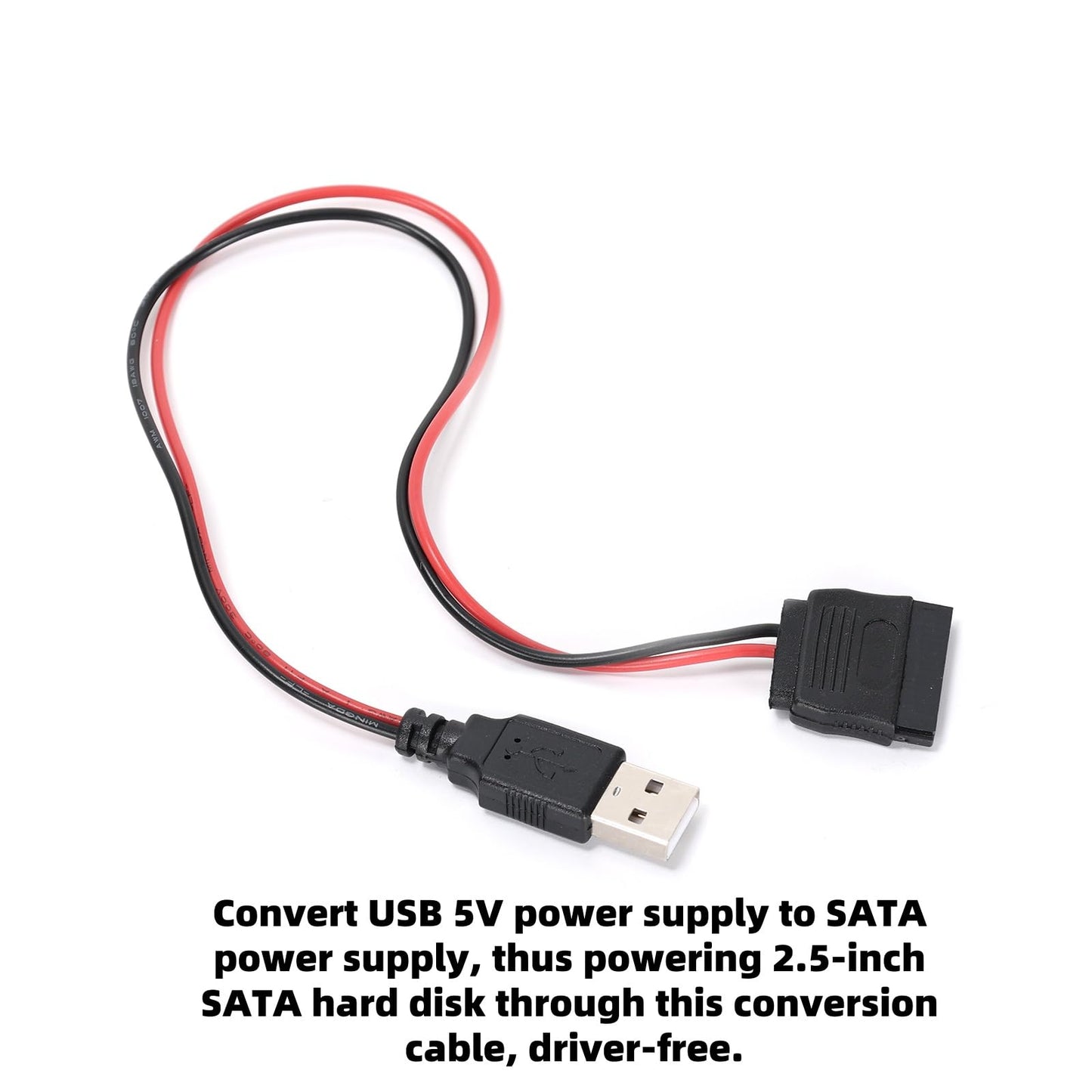 Ruimou 2PCS SATA 15-Pin to USB 2.0 Power Extension Cable 12 Inches, Hard Drive Power Cable, SSD Power Cable, Only Supports 2.5 Inch Hard Drives