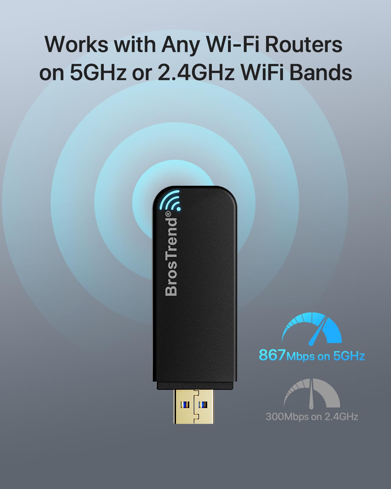 BrosTrend Linux USB WiFi Adapter AC1200 for Ubuntu Kali Mint Debian Kubuntu Mate Zorin PureOS Raspberry Pi Windows etc. Linux Compatible WiFi Adapter