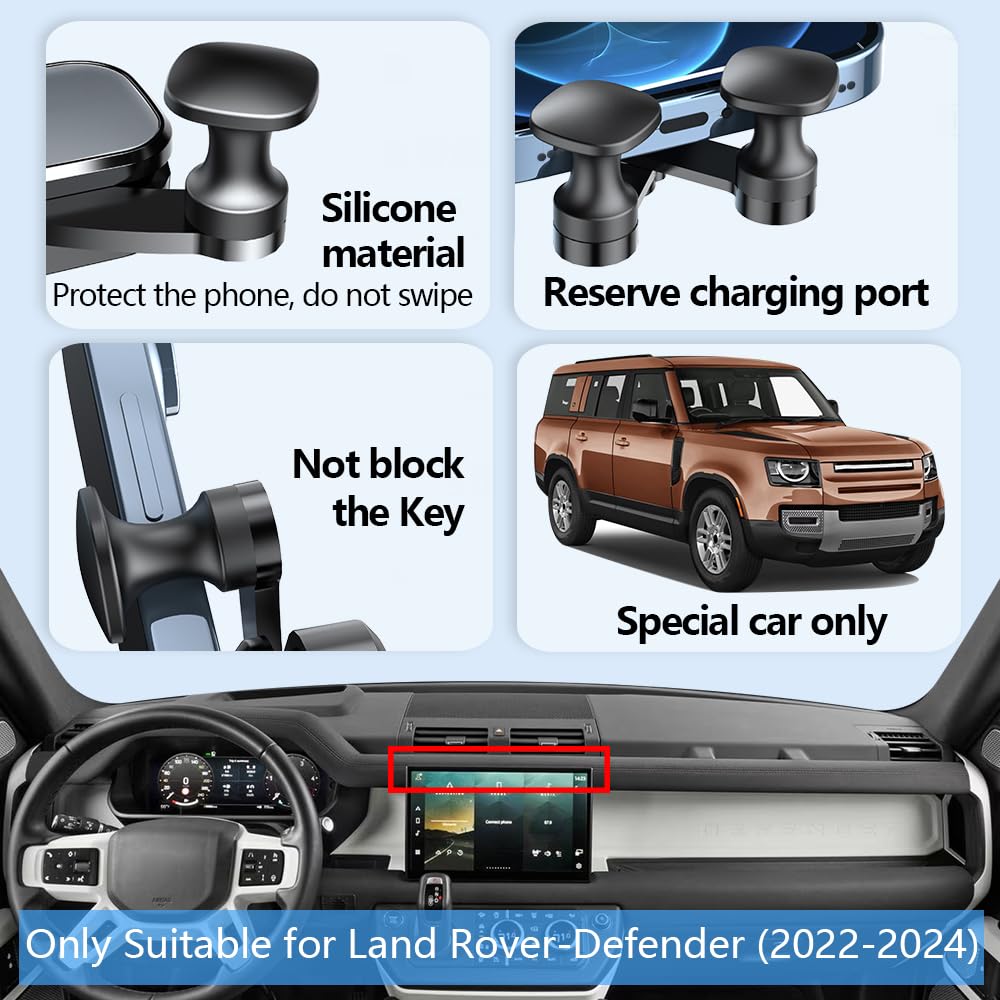 LUNQIN Car Phone Holder for Land Rover Defender 2022 2023 2024 2025 Auto Accessories 90 110 130 p300 p400 p500 p525 Navigation Screen Bracket Interior
