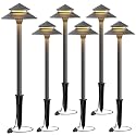 GOLDEN STAR Low Voltage Pathway Lights, 2W 70LM 12V Two-Tier Pagoda Landscape Lighting, 2700K Warm White Outdoor Walkway Garden Lights with Connectors
