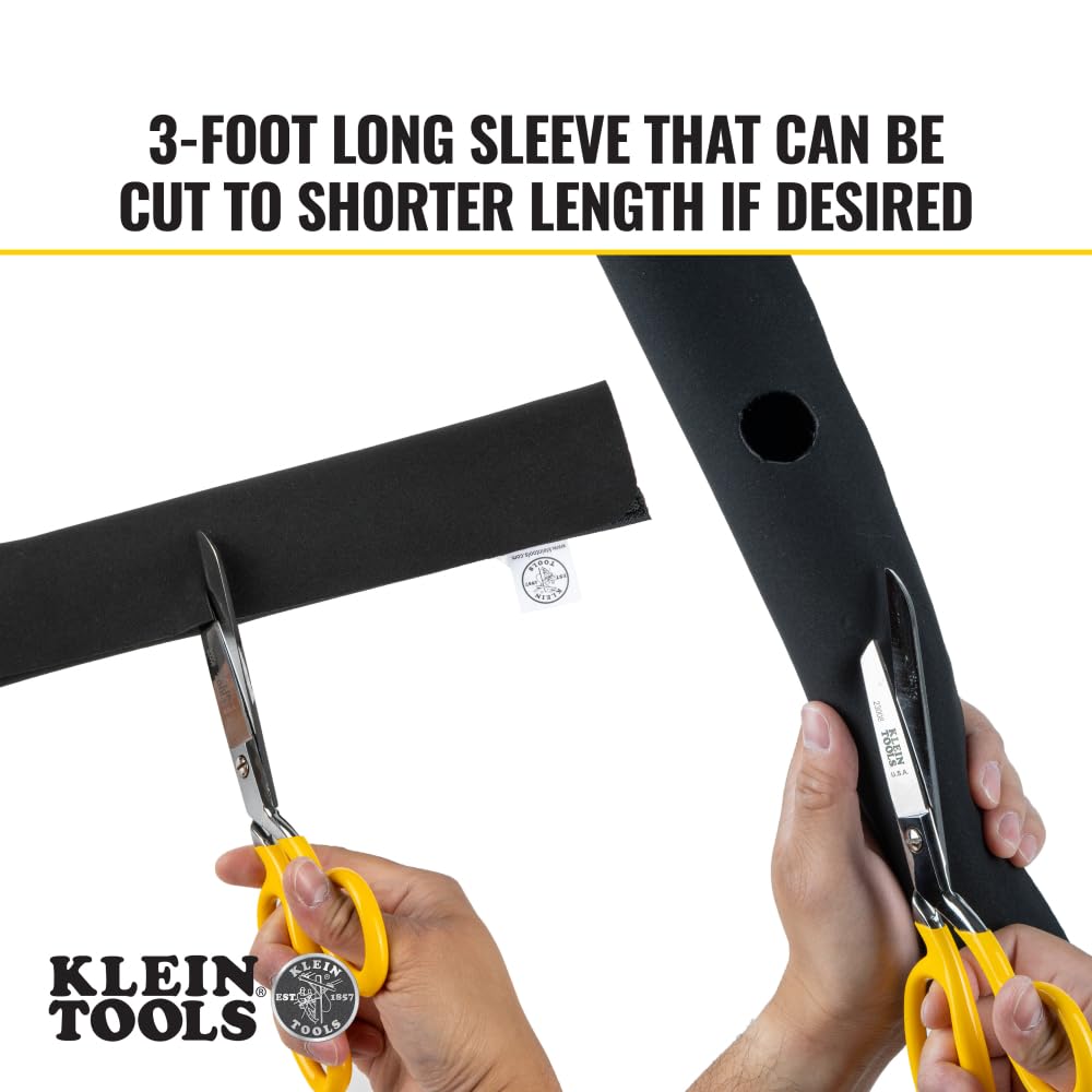 Klein Tools 450-320 Cable Management Sleeve, Cord Management for Home, Office or Job, 1-1/4-Inch Max Diameter, 3-Foot Length, Black, 2-Pack