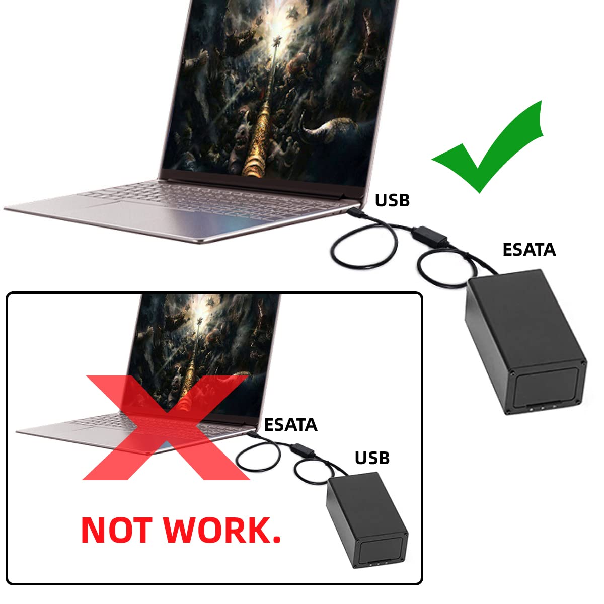 xiwai USB 3.0 to Power Over eSATA DC5V Adapter USB2.0 to HDD/SSD/ODD eSATAp Converter Type-A USB Host to ESATA Device Disk Cable